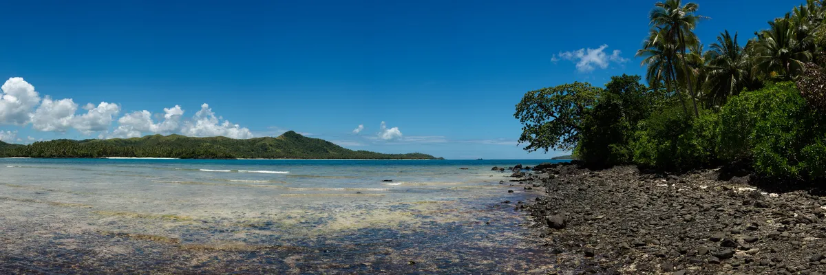 Quiet island shoreline visited on an all-day boat tour from Patrick's on the Beach